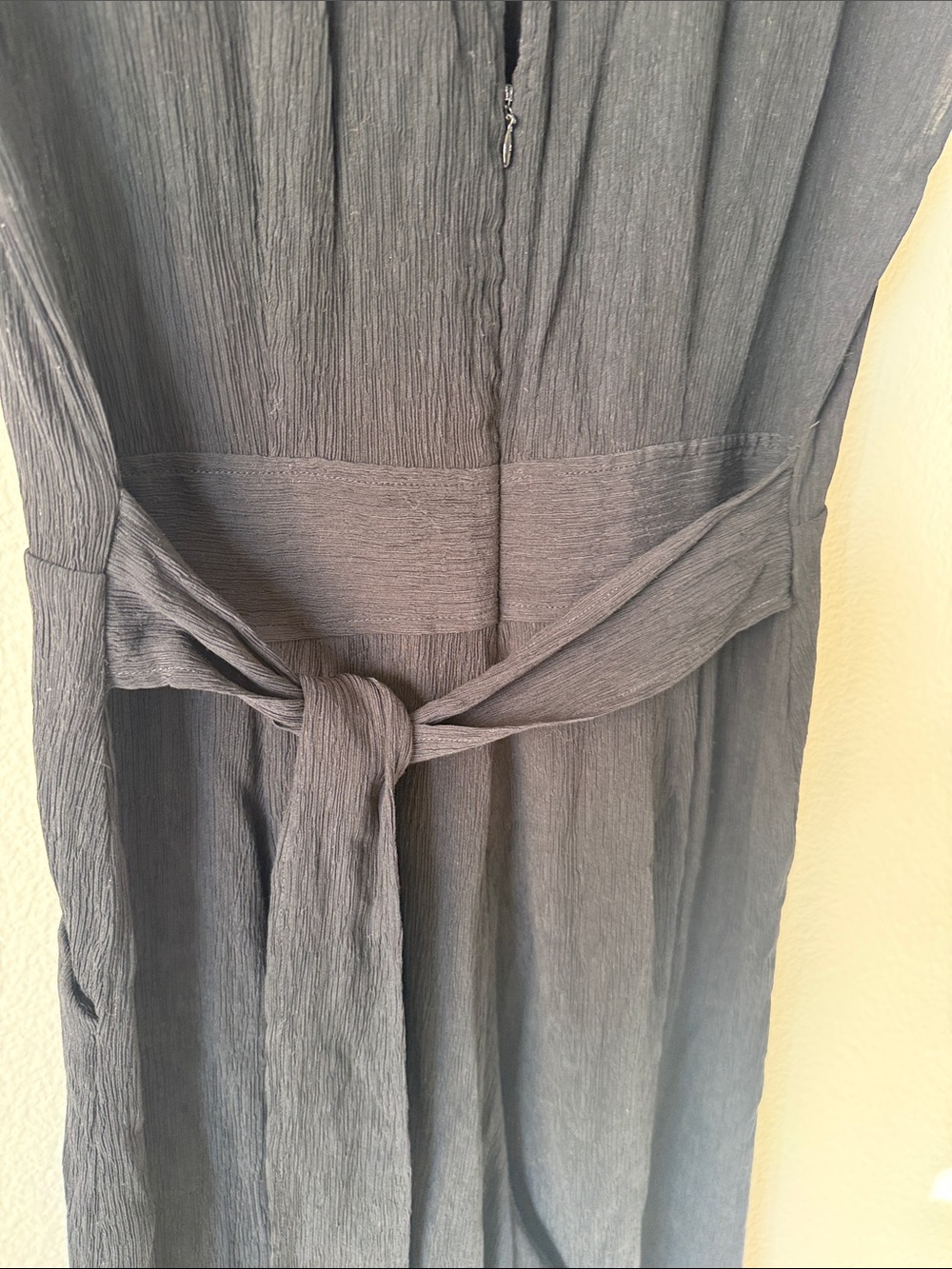 Anthropologie Black Textured Wide Leg Jumpsuit with Scoop Neck - Picture 9 of 9